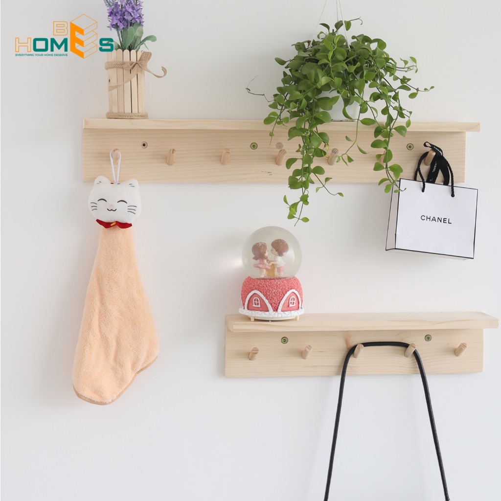 Kệ gỗ Behomes treo tường 5-7 móc