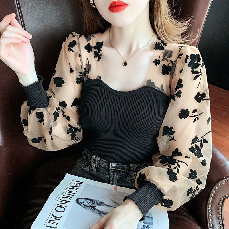 Áo Sơ Mi Tay Phồng Cổ Vuông Phong Cách Hàn Quốc Thời Trang Cho Nữ