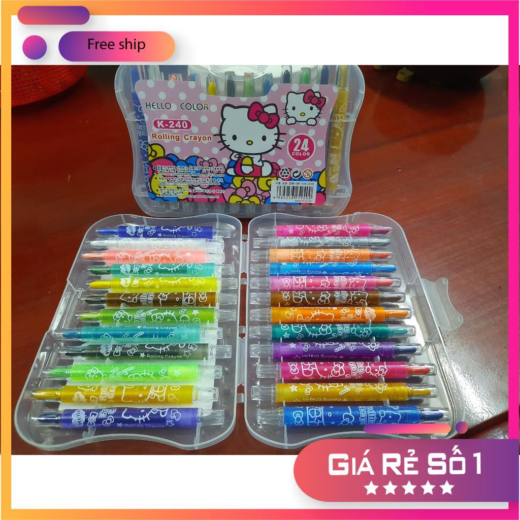 Hộp Bút sáp vặn 24 màu Rolling Crayon có nút vặn (hộp đẹp)