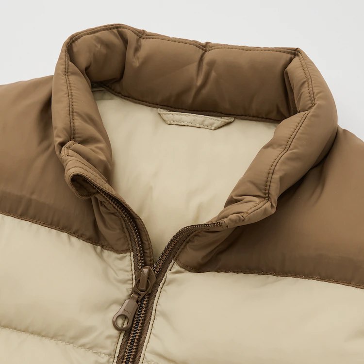(UNIQLO Nhật chính hãng) Baby - Áo khoác phao siêu nhẹ gile cổ trụ phối hai màu mềm nhẹ ấm