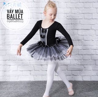 Váy múa ballet 3 nơ cao cấp (tím, đen)