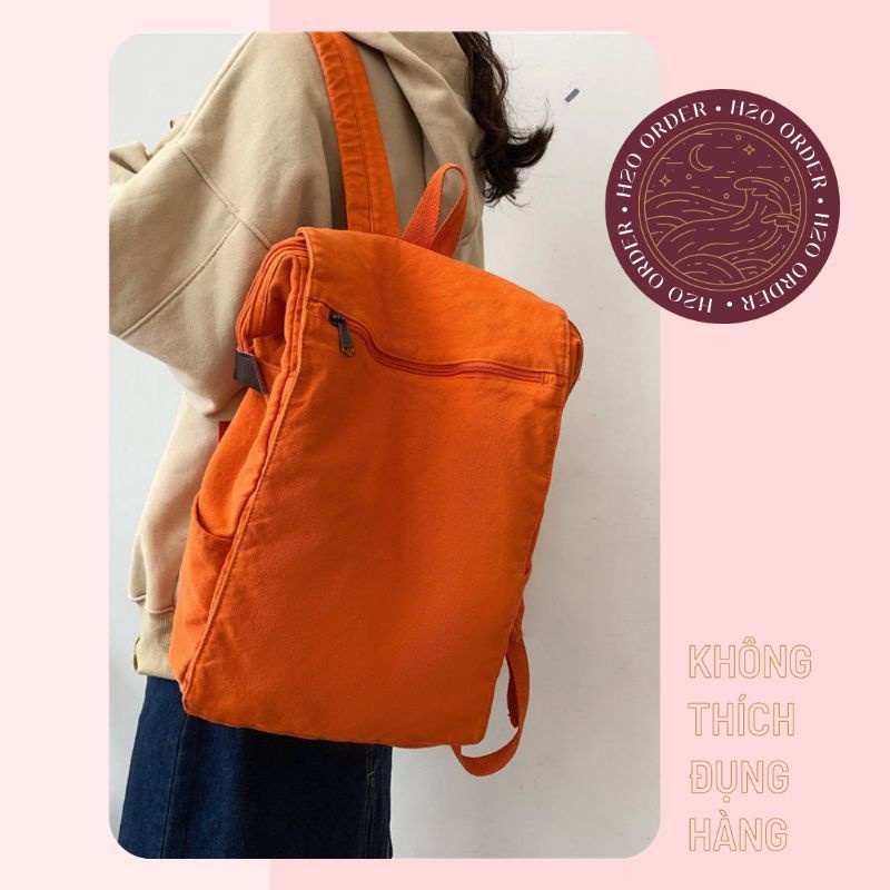 Cặp xách balo trơn Unisex basic chữ nhật màu đen, xanh dương, đỏ, cam cho đi học, du lịch, đi chơi cho nam và nữ