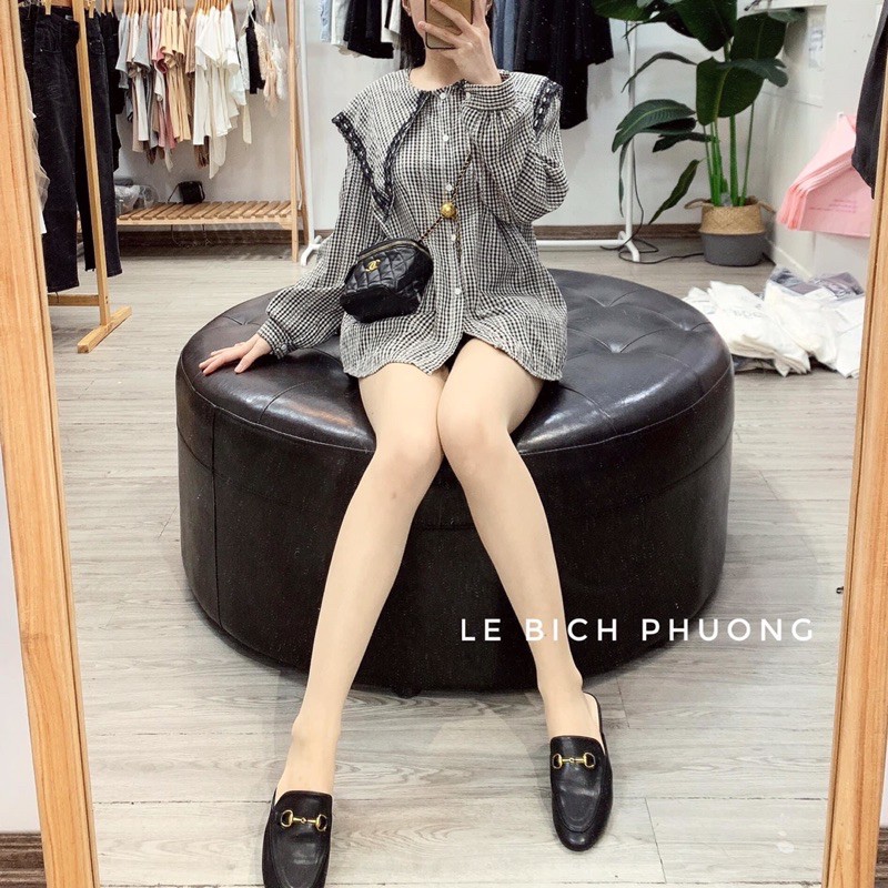 ⚡️BÁN SI⚡️Áo sơ mi viền V ren 2 màu trắng và kẻ