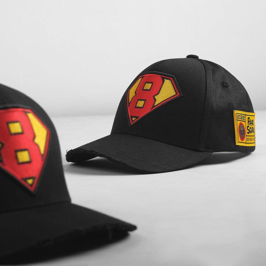 Mũ Lưỡi Trai Thêu Logo Super8 Màu Đen Phong Cách Thể Thao - FAPAS