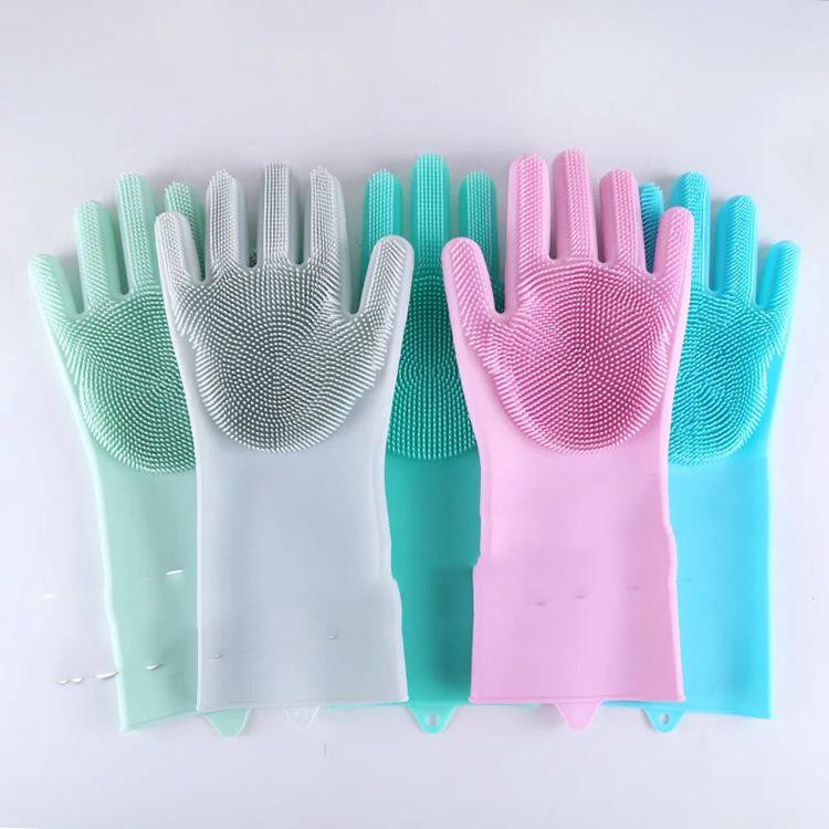 New 2020 Găng tay cao su rửa bát 2 trong 1 bảo vệ đôi tay- lớp lông dày rửa bát, kì cọ -chất liệu cao su dai bền bì cao