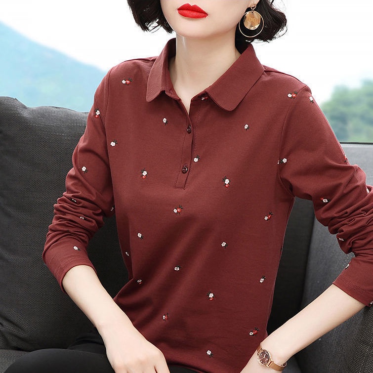 Áo polo 100% cotton Tay Dài Dáng Rộng Thời Trang Mùa Thu Dành Cho Nữ 7TRV