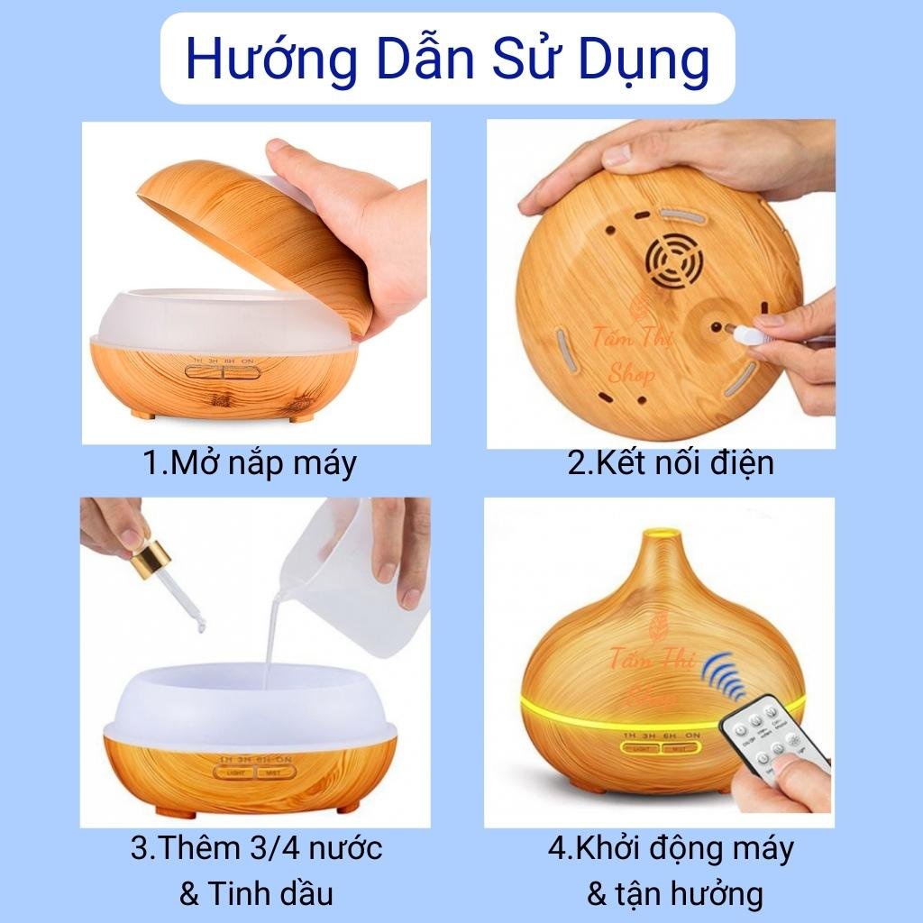 Đèn Xông Tinh Dầu Phun Sương Tạo ẩm Bí Ngô Cỡ Lớn 550Ml Máy Xông Tinh Dầu Khuếch Tán &amp; Remote Điều Khiển Làm Thơm Phòng