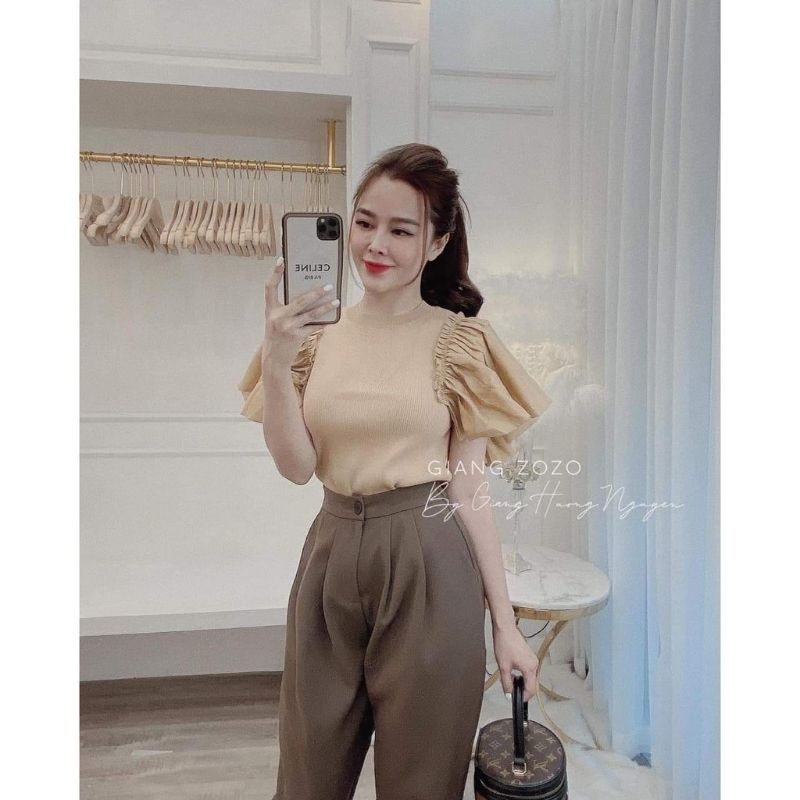 Quần baggy khóa gấu 2 màu đen nâu thời trang