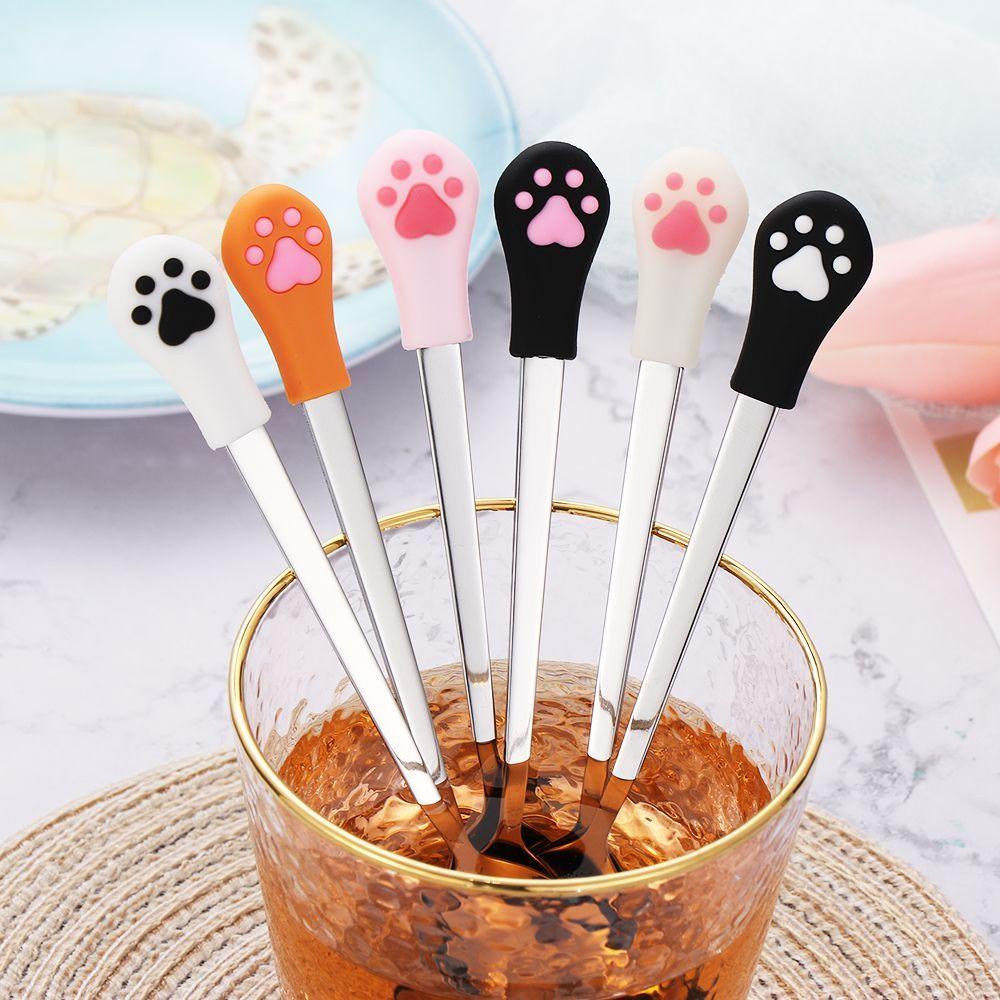 Muỗng Cà Phê Hình Chân Mèo Bằng Thép Không Gỉ Dễ Thương