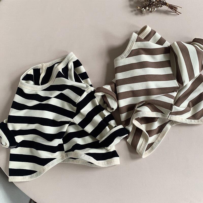 Áo thun dài kẻ sọc Hàn Quốc phù hợp bé trai bé gái size 80-120