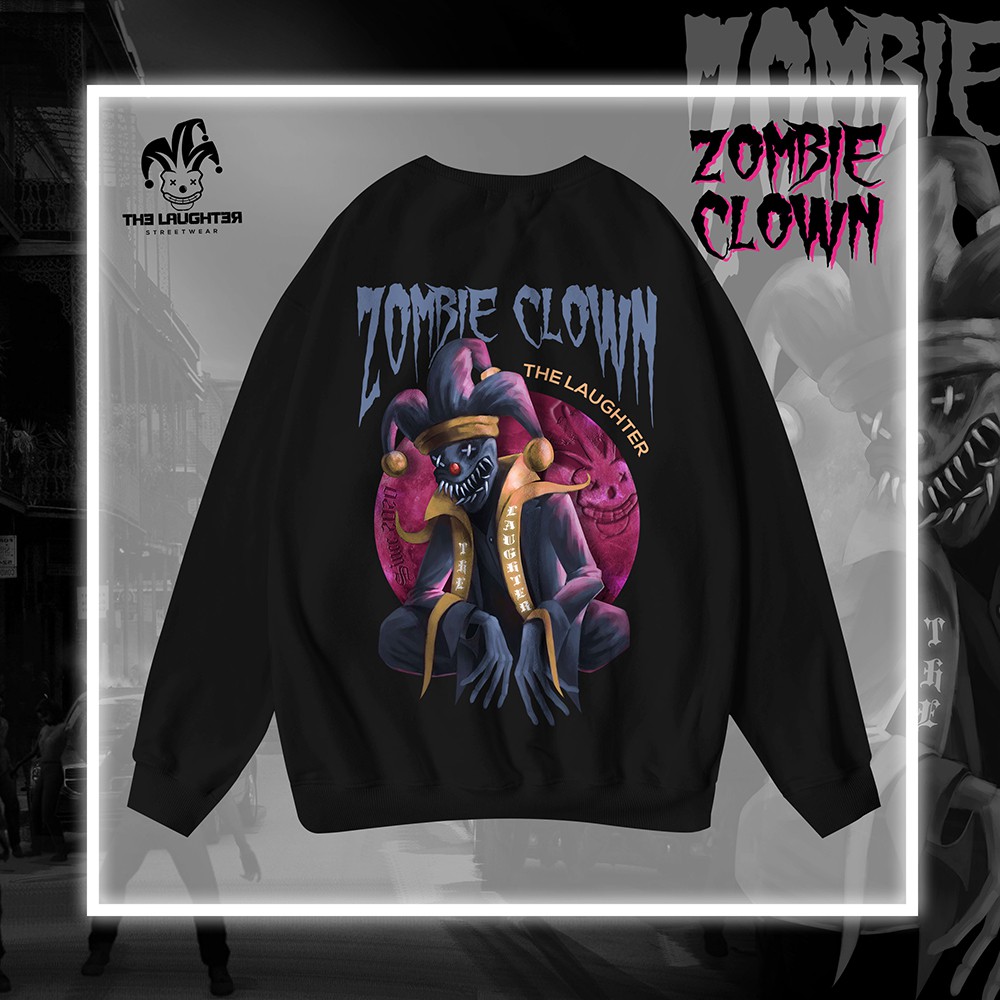 The Laughter -  ZOMBIE CLOWN Áo DÀI TAY SWEATER - NỈ DA CÁ