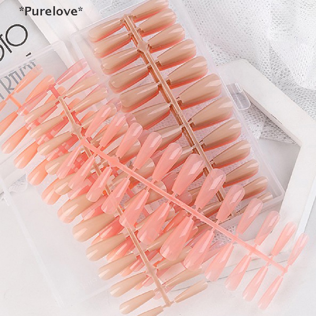 Bộ 240 Móng Tay Giả Nối Dài Che Phủ Toàn Diện Màu Hồng Nude