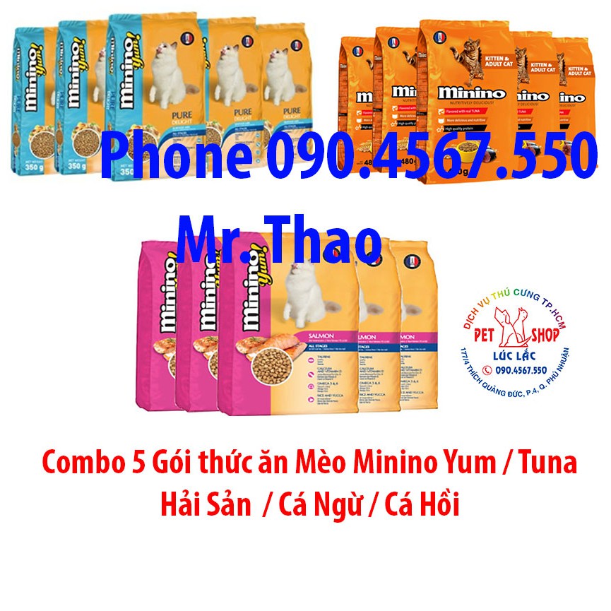 FREESHIP  🅲🅾🅼🅱🅾 05 🅶Ó🅸 Thức ăn Mèo - Minino Yum / Minino Tuna / Minino Plus  Đủ Loại