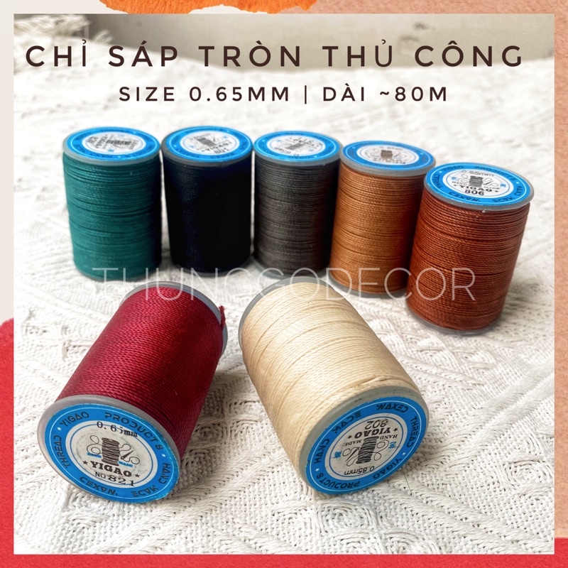 Cuộn 78m chỉ sáp tròn 0.65mm thủ công may da, thắt trang sức handmade