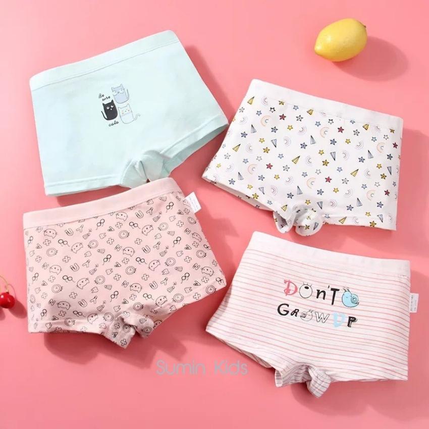 Quần chip bé gái mẫu quần chip đùi cho bé gái họa tiết dễ thương vải cotton 1 sét gồm 4 cái Sumin Kids(mẫu ngẫu nhiên ạ)