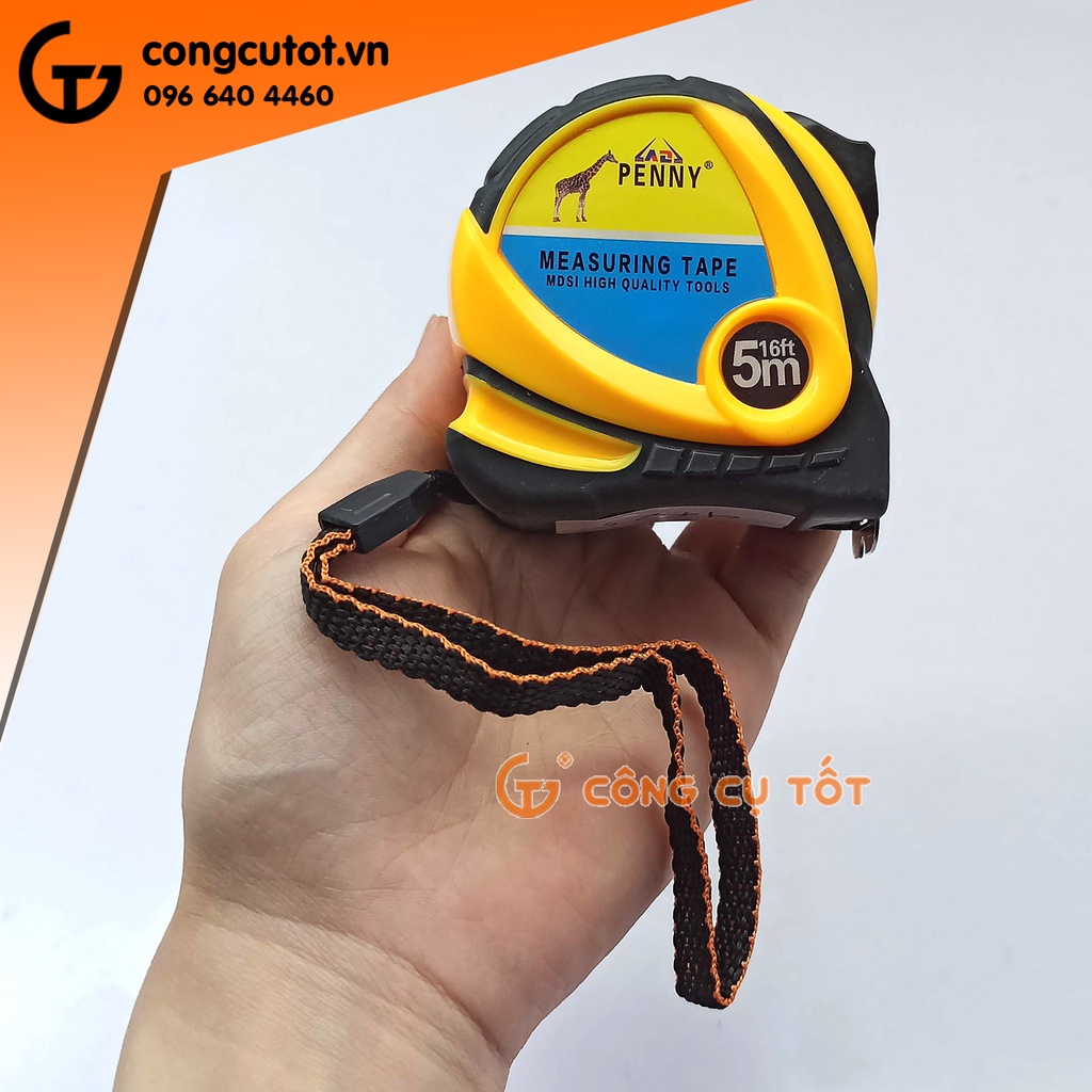 Thước cuộn công trường 5m khổ 25mm bọc cao su chịu va đập
