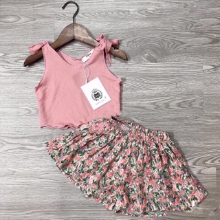 Bộ 2 dây cotton đũi bé gái