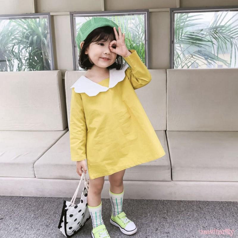 Đầm bé gái tay dài phong cách Hàn Quốc