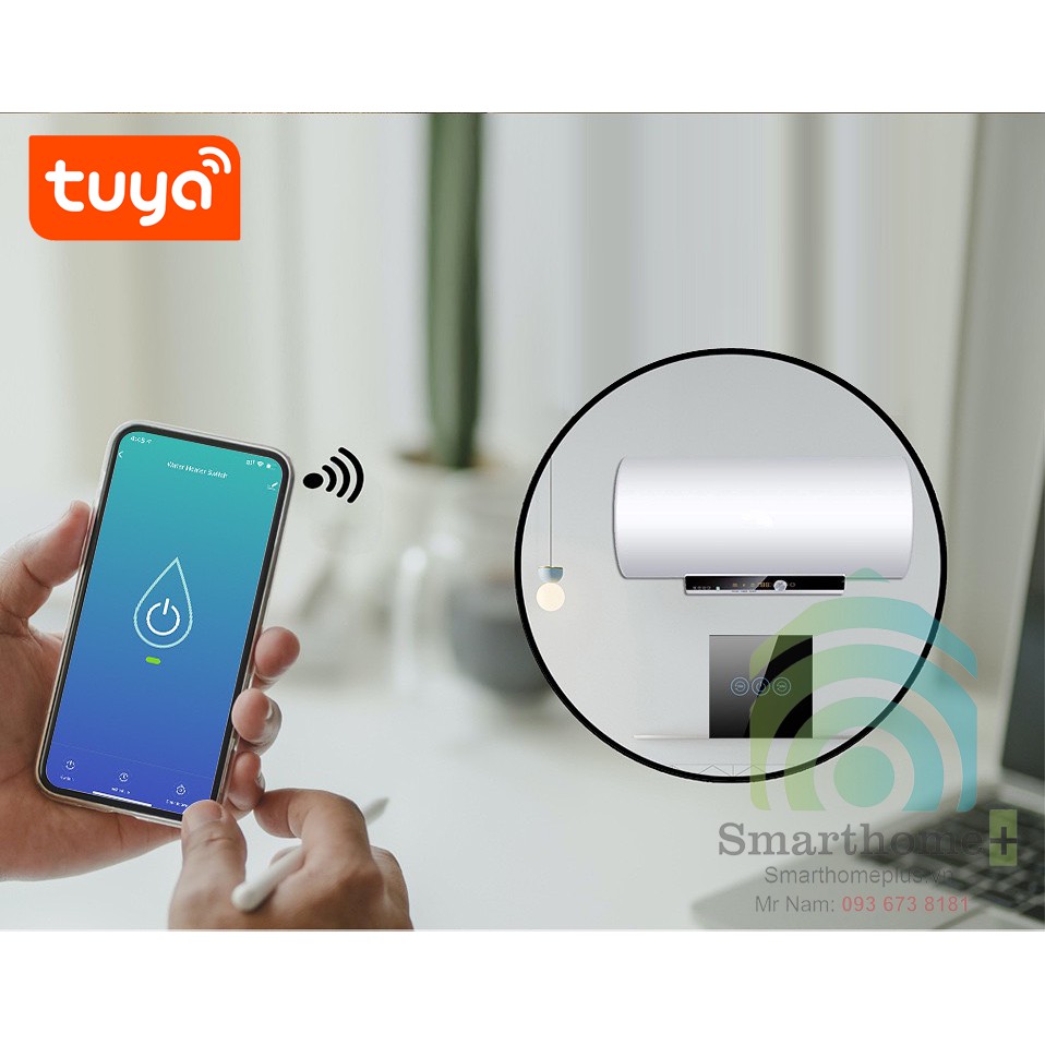 Công Tắc Wifi Bình Nóng Lạnh 20A Hẹn Giờ Tắt Hình Vuông Tuya FW3-EU