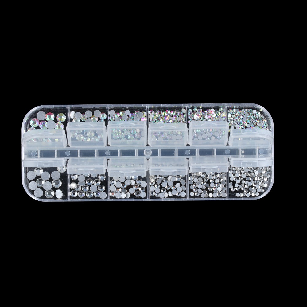 Hạt AB 3D màu trắng đính móng nghệ thuật