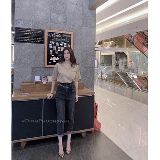 Áo thun lụa giấy nữ cổ tim xẻ tà SIÊU HOT