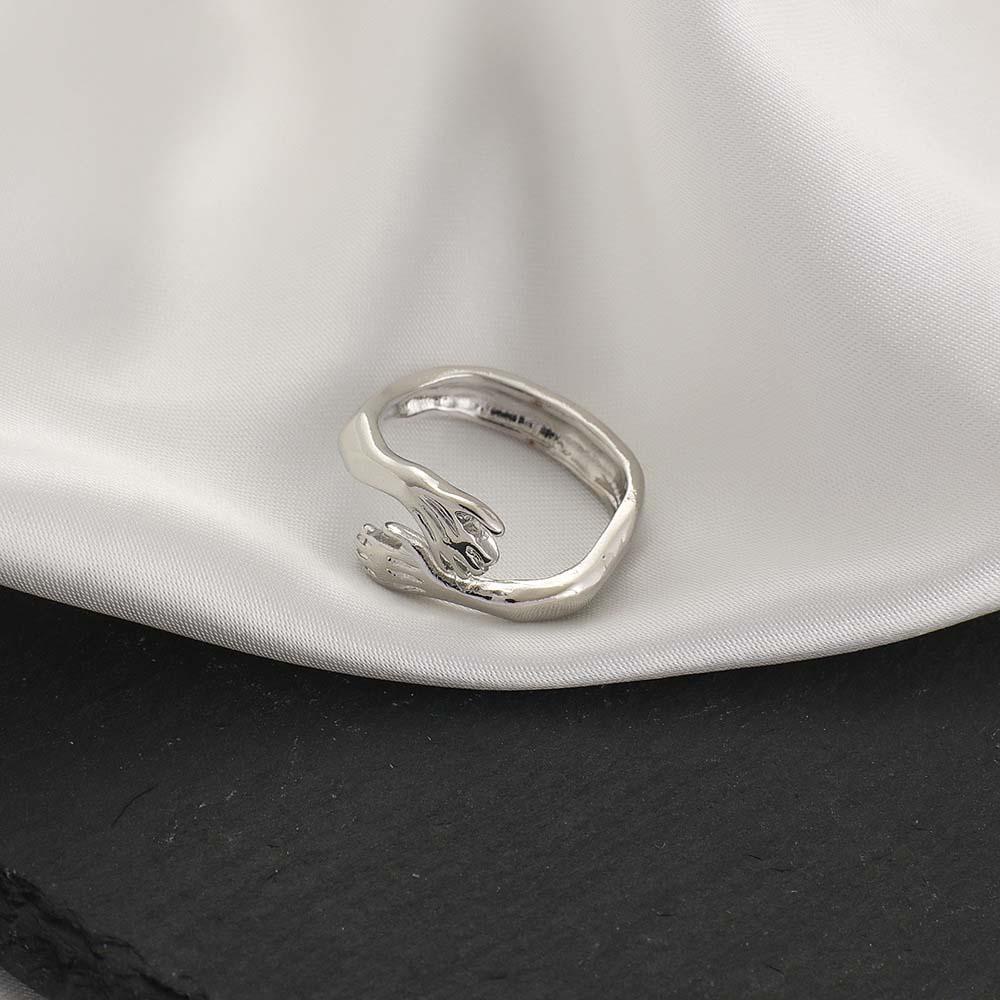 Nhẫn Đôi Khắc Hình Bàn Tay Cơ Bắp Phong Cách Retro Thời Trang