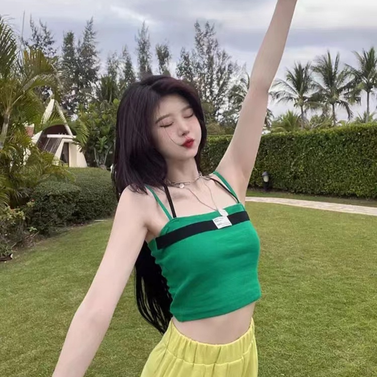 SUXI Áo Croptop Hai Dây Dáng Ôm Thời Trang Mùa Hè Dành Cho Nữ