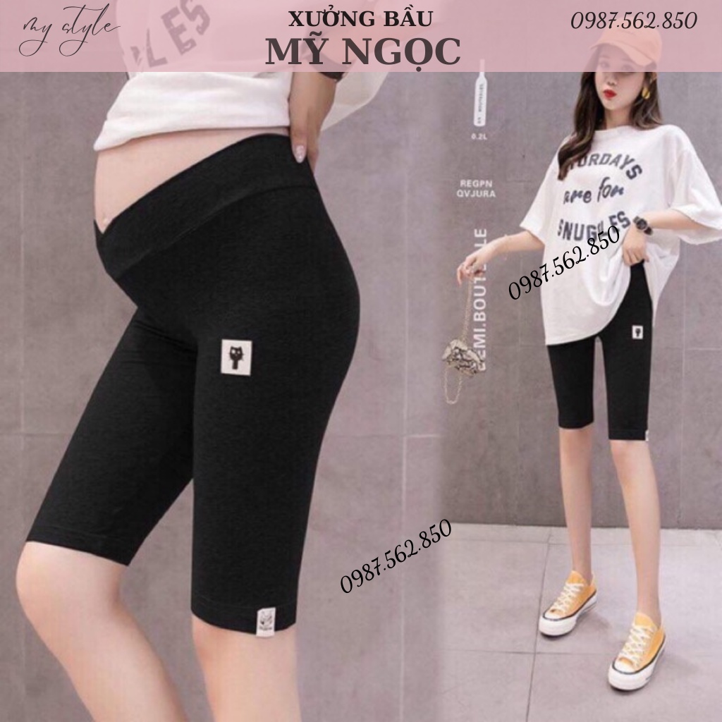 Quần bầu ngố mèo chất umi hàn (zip) đẹp hàng loại 1 Ko phải chất Cotton☘️quần ngố bầu free size 43~68kg