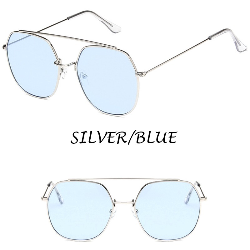 (KIQI-FASHION) COD Kính Mát Gọng Vuông Kim Loại Chống Tia Uv400 Thời Trang Chất Lượng Cao