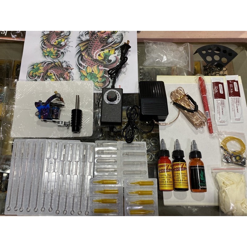 Bộ kít 1 máy xăm+7 màu mực tattoo cho học viên