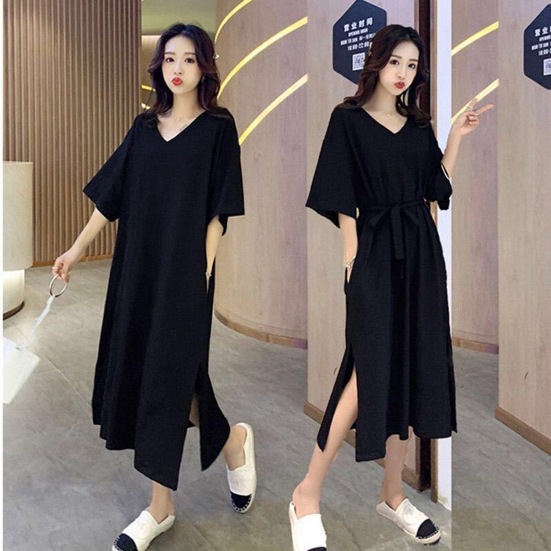 Đầm Dáng Rộng Tay Lửng Plus Size 200-300jin Cho Nữ