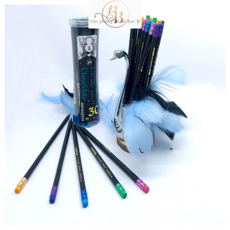 Bút chì gỗ đen 2B CL-PC702 siêu mềm mướt thích hợp cho bé lớp 1 luyện chữ, bút vẽ kĩ thuật