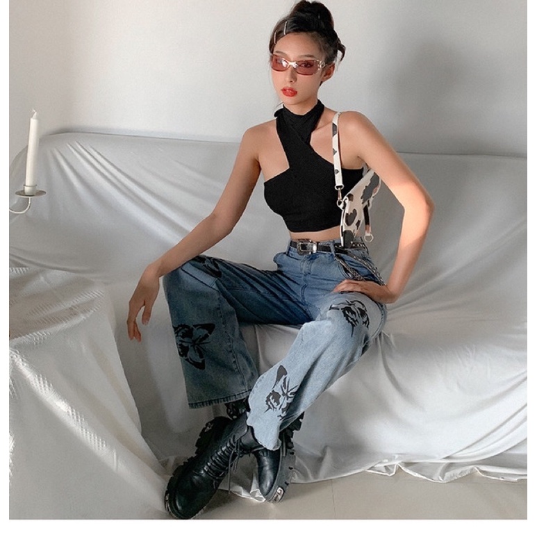 Áo croptop cột dây chéo nơ ( ảnh thật )