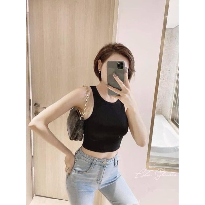 Áo croptop FOREVER 21 form ba lỗ sát nách thun gân tăm cotton