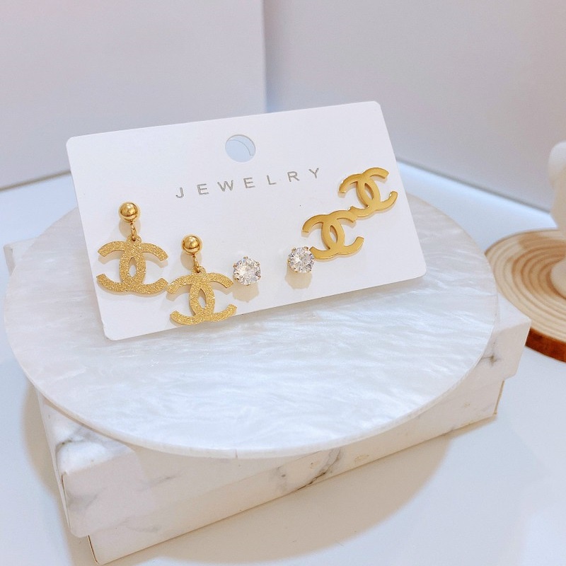 Bộ 3 Đôi Bông Tai Nữ Titan Không Han Rỉ TT 4088