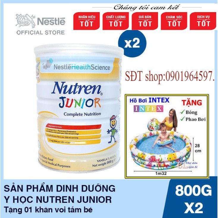 BỘ 2 LON Sữa bột Nutren Junior 800g dành cho trẻ suy dinh dưỡng