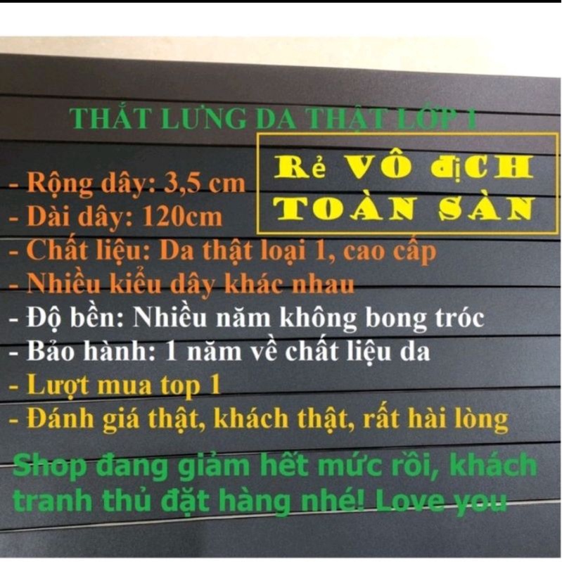 Thắt lưng da bò nguyên tấm ,Khóa tự động, Không mặt khóa ,Bản Rộng 3,6 cm ,dùng cho khóa có khấc