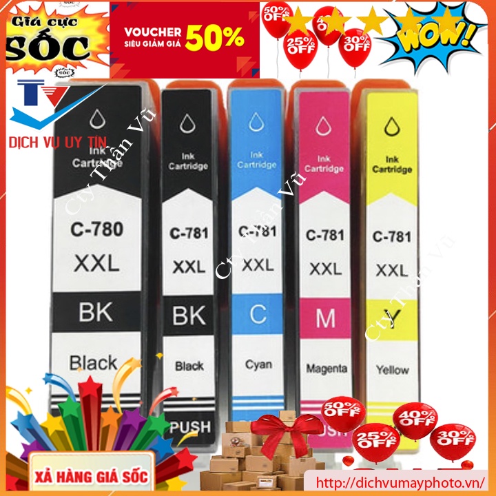 Bộ thỏi mực canon PGI-780XL CLI-781 dùng cho máy in TS9570 TS707 TS8170 TS8270 TS8370 TS9170 kholinhkienmayin SP00237