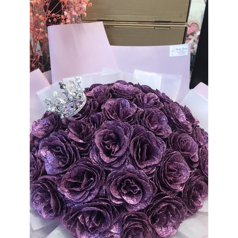 [Quà Valentine - Hot] Bó hoa Nhũ vĩnh cửu 50 bông siêu to. Khách HN đặt qua Nowship nhận hàng sau 1-2h