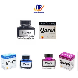 Mực bút máy QUEEN - màu Xanh/ Đen/ Tím - 1 lọ
