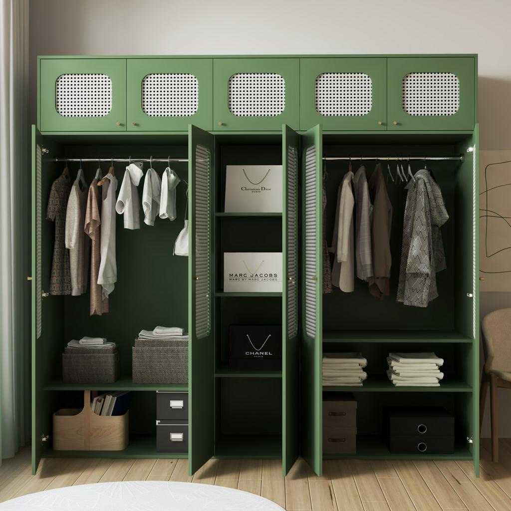 HAPPY FURNITURE , Tủ quần áo 2m4x2m2 cánh mây - MEYDAN , TCM_052 , 240cm x 58cm x 220cm