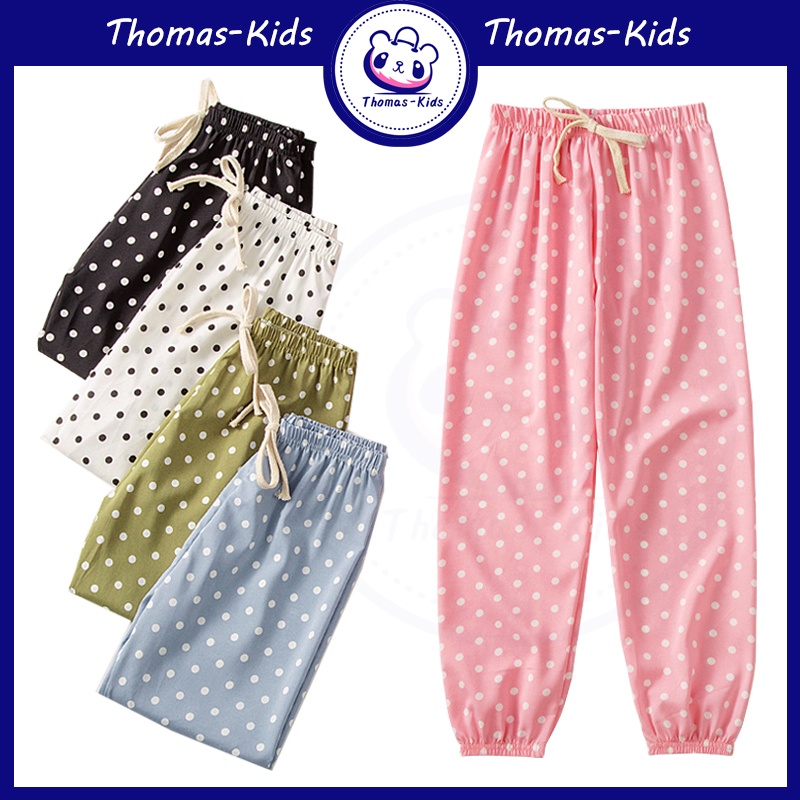 Quần Dài Chống Muỗi Thân Thiện Với Da Họa Tiết Chấm Bi Thời Trang Mùa Hè Cho Bé Gái 2-12 Tuổi