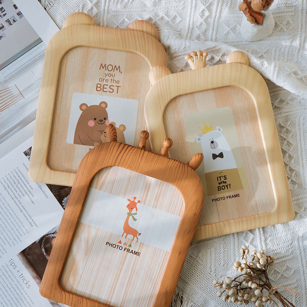 Khung Ảnh 7 Inch Bằng Nhựa Họa Tiết Gấu Dễ Thương Sáng Tạo