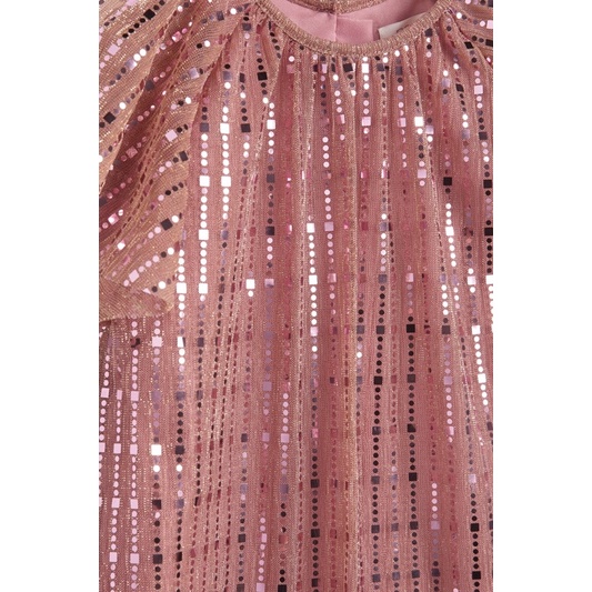 Váy Suông Bé Gái Tay Rũ Sequin Hồng Next