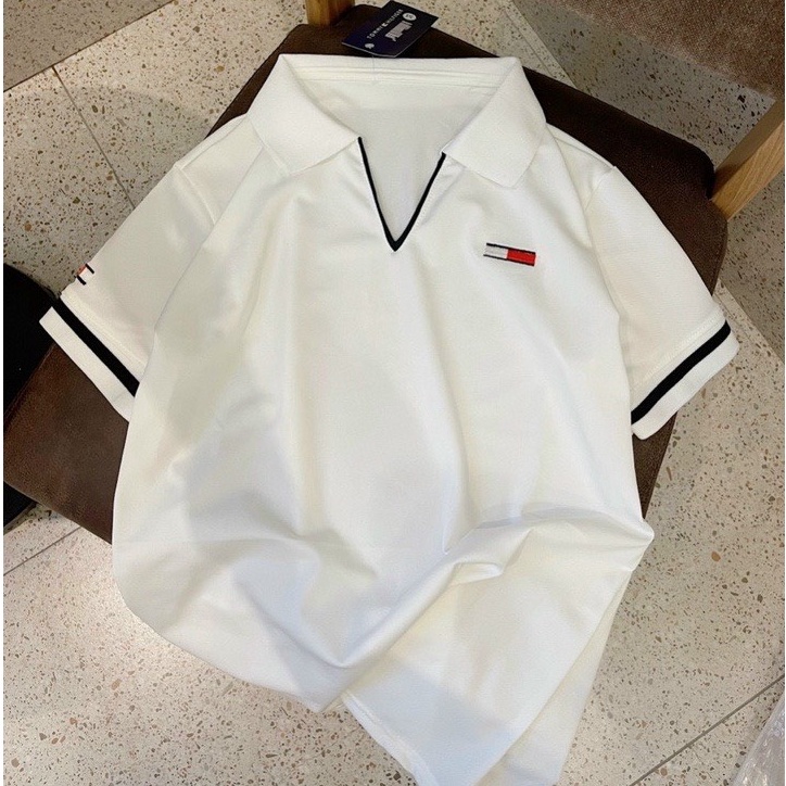 Áo polo nữ cổ dệt bo len tay vải cá cấu cao cấp có size Shynstores