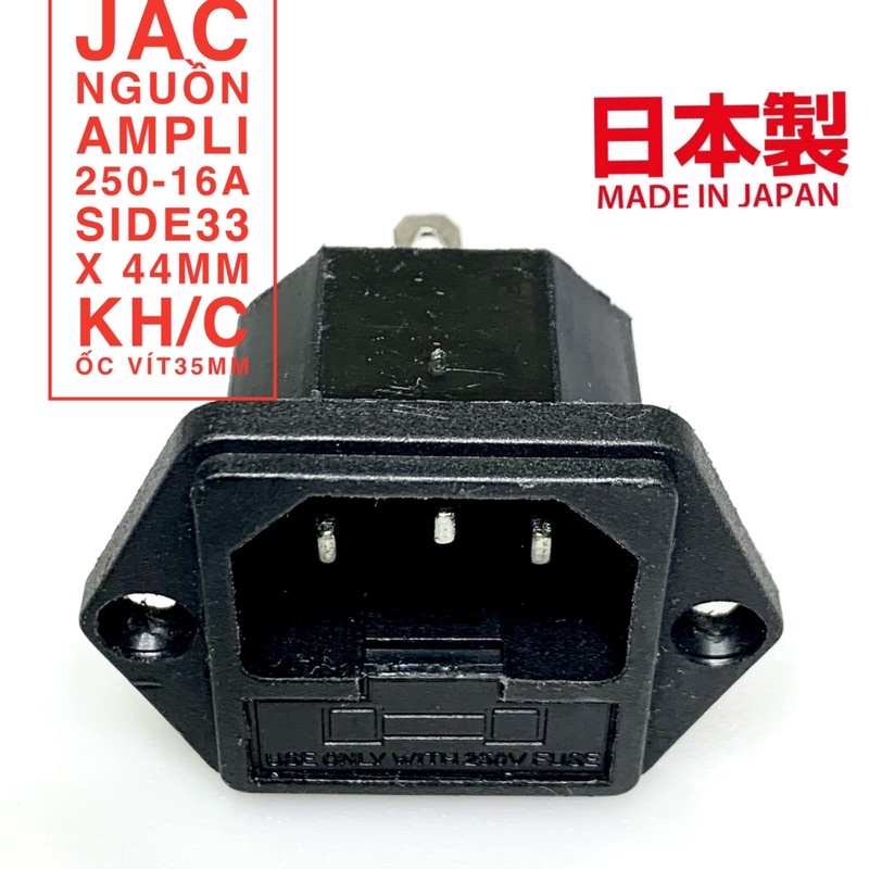 Jack nguồn ampli 250v- 15A side 33x44mm kh/cách chân bắt vít 35mm chất liệu đồng mạ bạc nguyên chất giúp tiếp xúc tốt