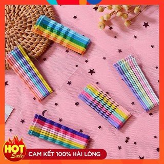 Set 10 ghim kẹp giữ tóc lượn sóng nhiều màu bảy sắc cầu vồng