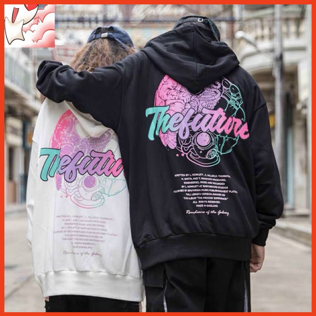 𝗡𝗘𝗪 𝗔𝗥𝗥𝗜𝗩𝗔𝗟 Áo Khoác Nam Nữ Chất Liệu Thun Nỉ Ngoại In Hình Du Hành Da Hoodie form rộng Khóa Dây Kéo PA 1997