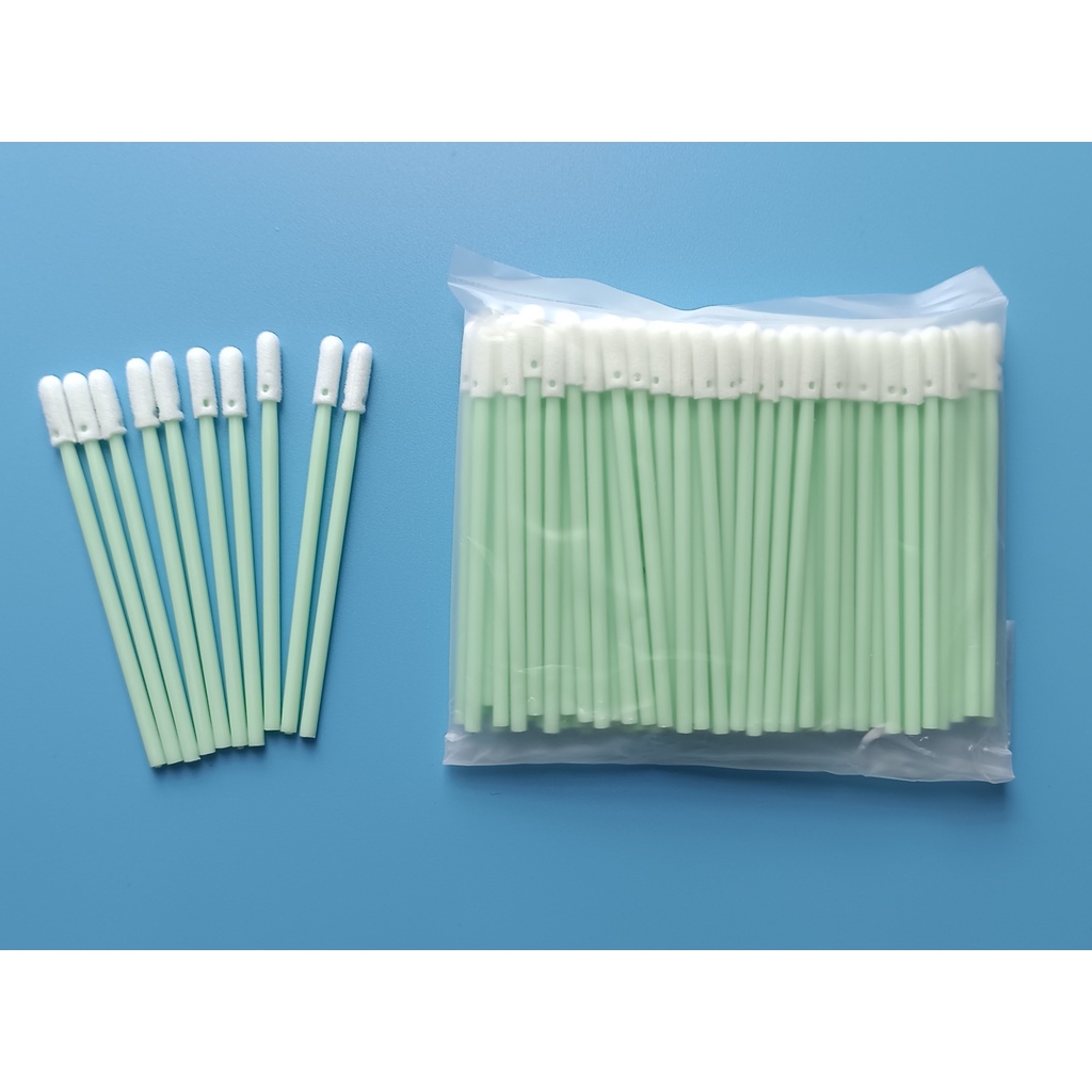 Tăm bông phòng sạch thân nhựa, đầu bông,vải foam, dạng mút xốp dùng trong công ty sản xuất