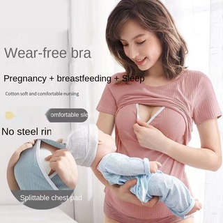 Phụ Nữ Mang Thai Ngắn Tay Áo Vest Cho Con Bú Đi Ra Ngoài Áo Cho Con Bú Mỏng Sau SinhTÁo Sơ Mi Một Nửa Mặc Thai Sản
